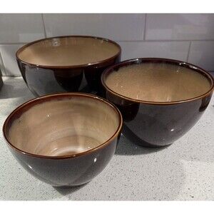 Sango Nova Brown 4933 Nesting Mixing Bowls 7" 8" 9" Dishwasher Microwave Safe